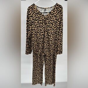 PrinStory womens 2 piece pajama set size L cheetah print